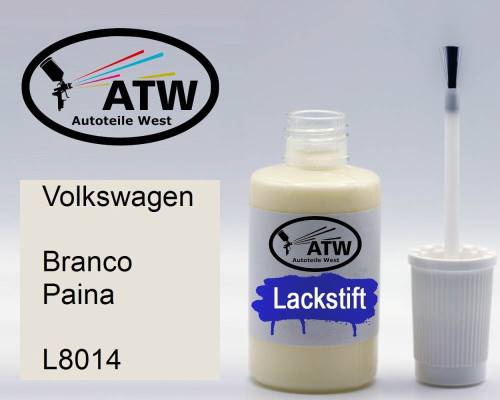 Volkswagen, Branco Paina, L8014: 20ml Lackstift, von ATW Autoteile West.